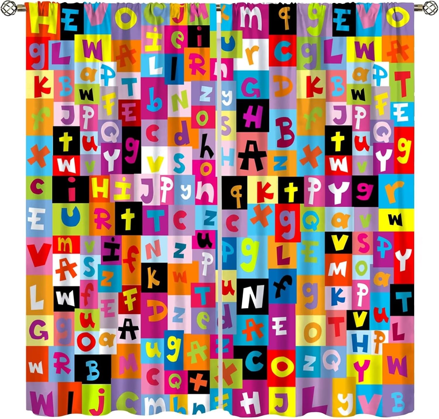 Abc Kids Early Education - Multicolor ABC Block Curtain Panels, Square