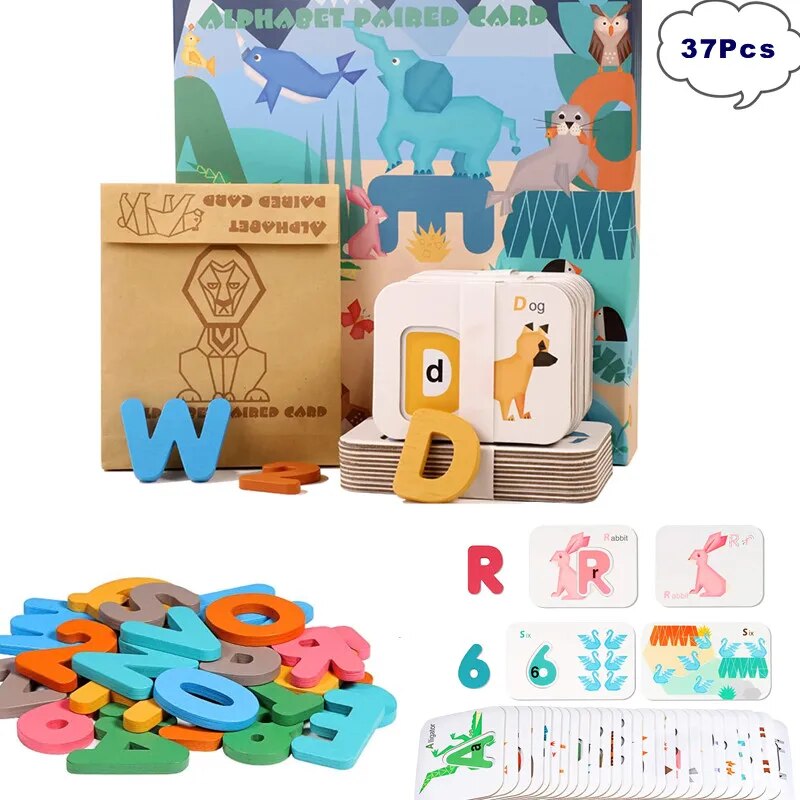 Kids Education Number - Montessori Alphabet Numbers Flash Cards for